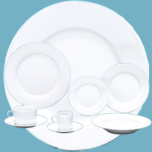 WHITE RIM UNDECORATED DINNERWARE