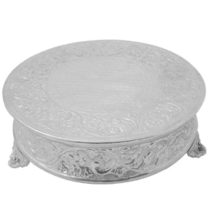 18 ROUND FLORAL DESIGN CAKESTANDS, NICKELPLATED