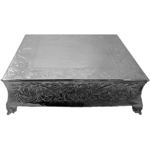 22  FLORAL DESIGN SQUARE CAKE STANDS, NICKELPLATED