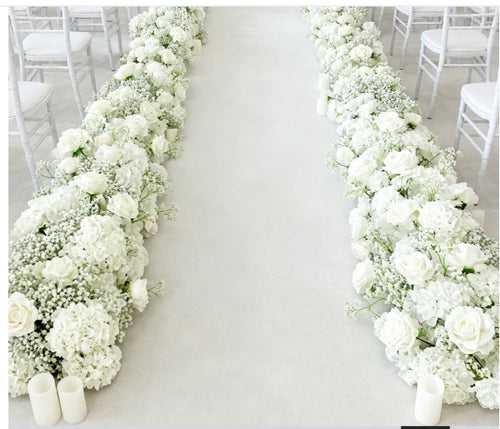 White Silk Flower Runner