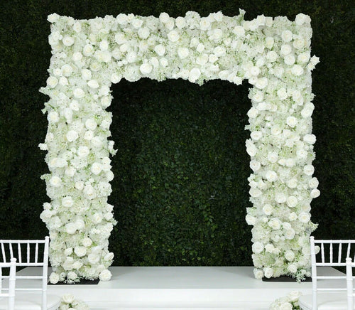 White- Silk Roses & Baby's Breath Arch Décor