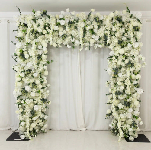 White with greenery- Artificial Silk Roses, Hydrangeas & Chrysanthemums for Backdrop