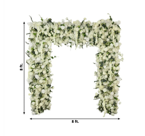 White with greenery- Artificial Silk Roses, Hydrangeas & Chrysanthemums for Backdrop