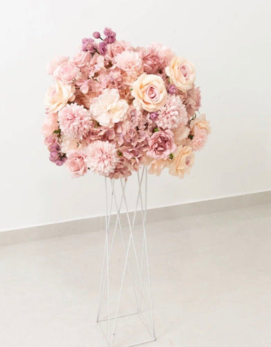 Dusty Rose, 22 Artificial Rose, Hydrangea & Chrysanthemum Flower Ball Bouquet for Event