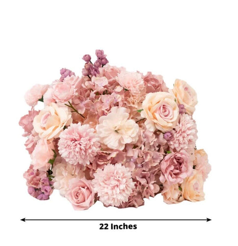 Dusty Rose, 22 Artificial Rose, Hydrangea & Chrysanthemum Flower Ball Bouquet for Event